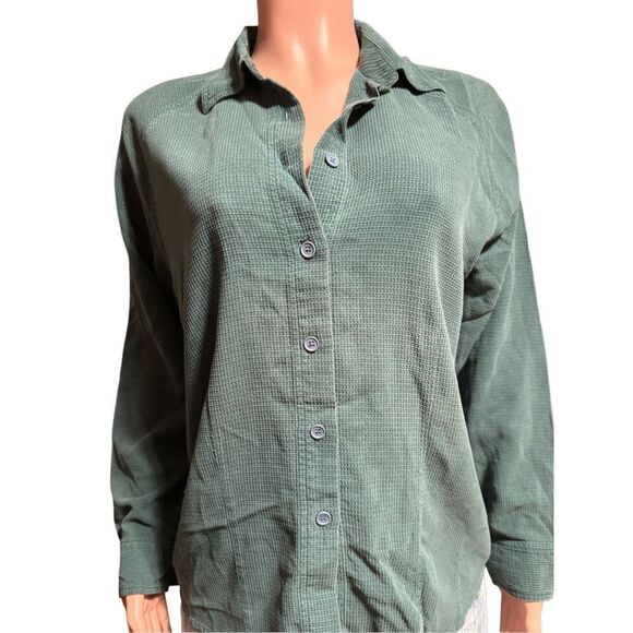Pulp women's button-up spruce raglan casual sleeve shirt L - Picture 6 of 6